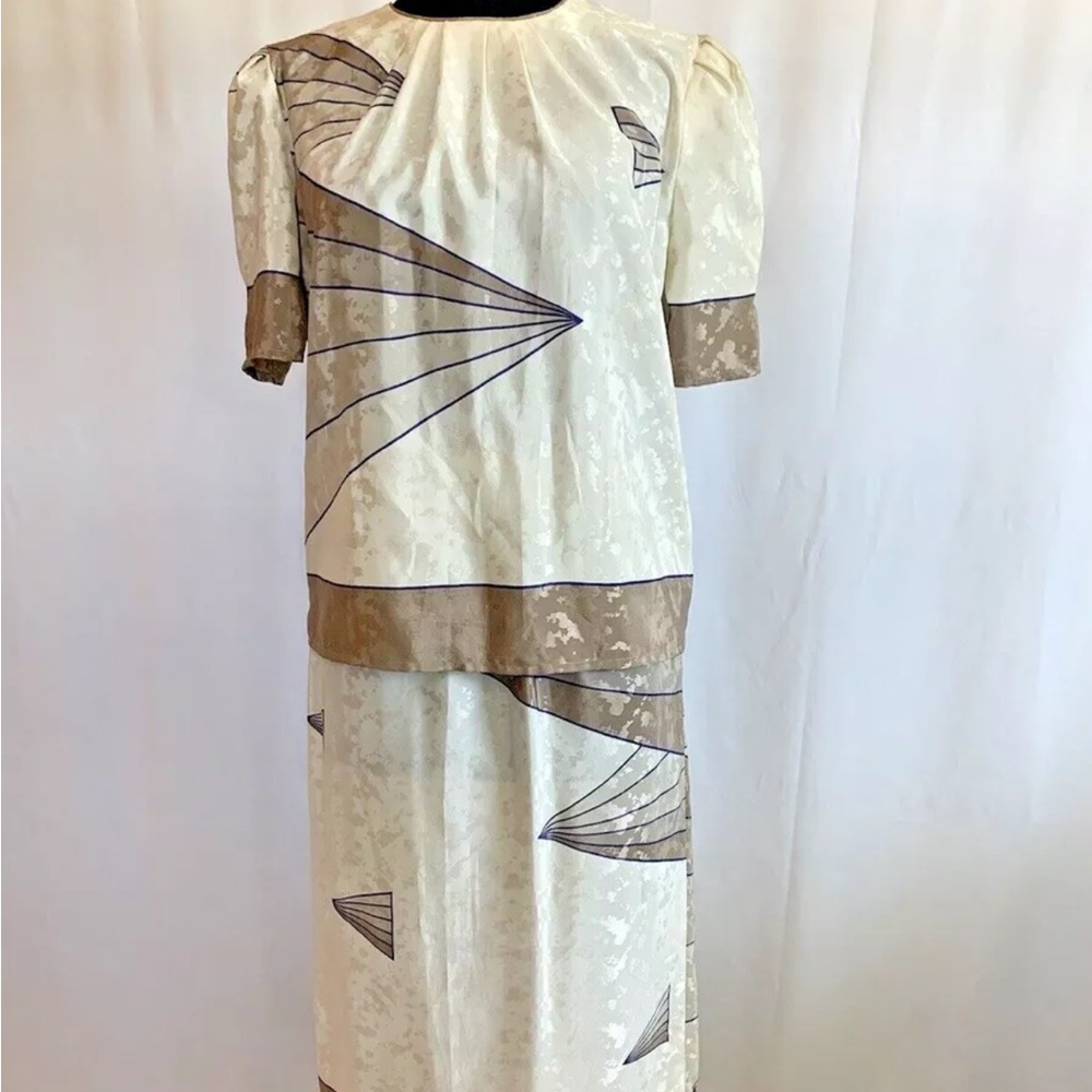 Vintage 1980s Hal Ferman Skirt Top Set - size Medium - Picture 1 of 6